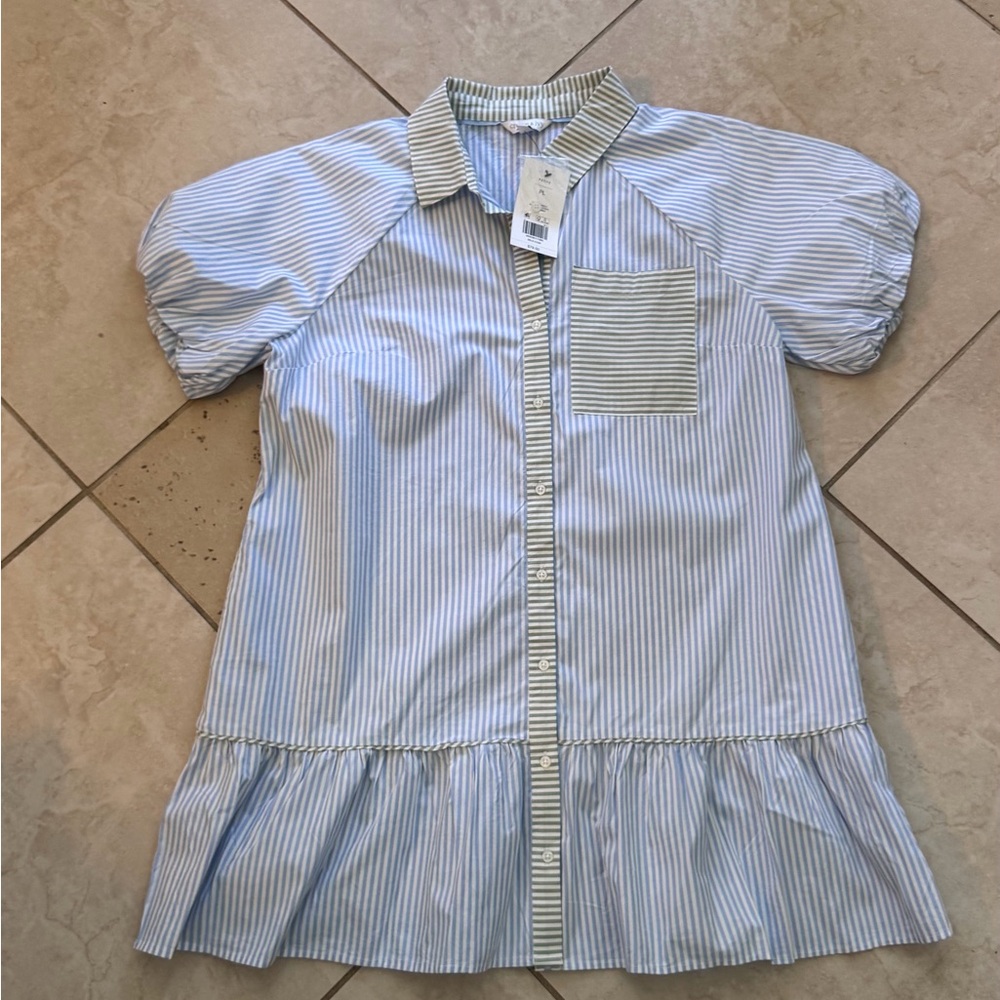 Crown & Ivy Green and White Striped Dress